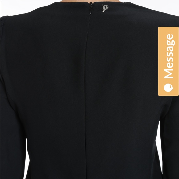 Black Long Sleeve Short Dress With Lace-up Front - Picture 2 of 5